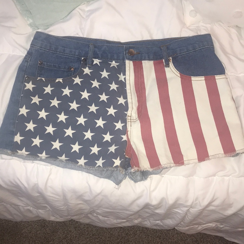 American Flag Denim Shorts